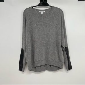 Autumn cashmere 100% Cashmere leather Sheepskin elbow patch  sweater  Size L